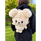 Stray Kids SKZOO PuppyM plush backpack worn outdoors